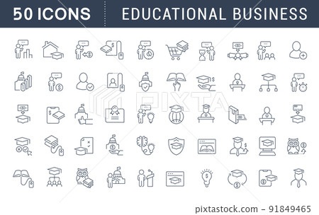 Set Vector Line Icons of Educational Business 91849465