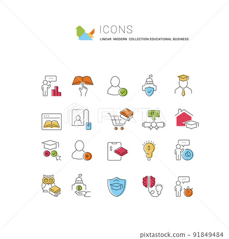 Set Vector Line Icons of Educational Business Set Vector Line Icons of Educational Business 91849484