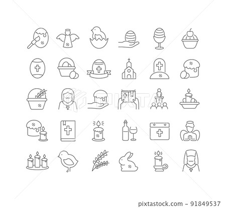 Vector Line Icons of Easter 91849537