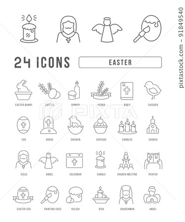 Vector Line Icons of Easter Vector Line Icons of Easter 91849540