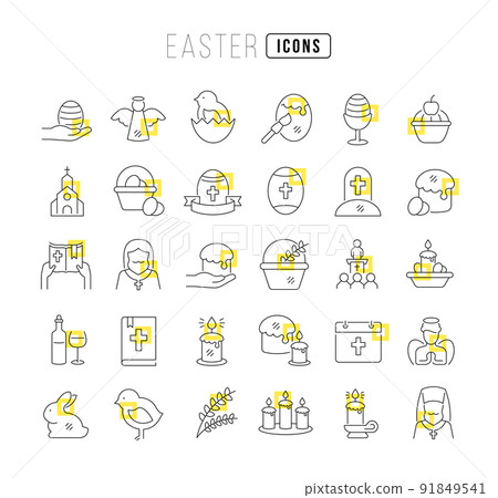 Vector Line Icons of Easter 91849541