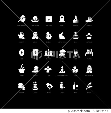Vector Simple Icons of Easter Vector Simple Icons of Easter 91849544