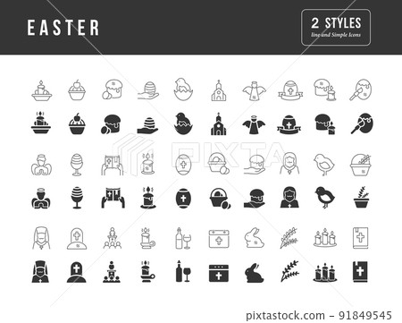 Vector Simple Icons of Easter Vector Simple Icons of Easter 91849545