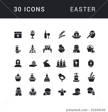Vector Simple Icons of Easter Vector Simple Icons of Easter 91849546