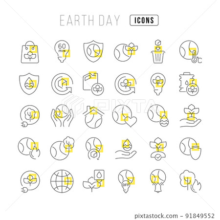 Vector Line Icons of Earth Day 91849552