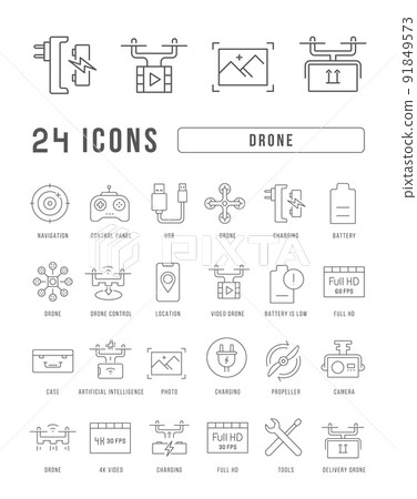 Set of linear icons of Drone - Stock Illustration [91849573] - PIXTA