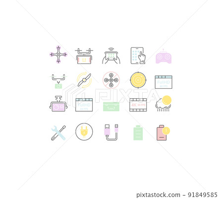 Set Vector Flat Line Icons Drones - Stock Illustration [91849585] - PIXTA
