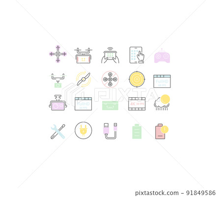 Set Vector Flat Line Icons Drones - Stock Illustration [91849586] - PIXTA