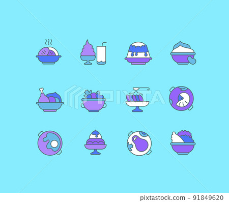 Set of Simple line Icons of Dishes 91849620
