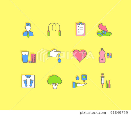 Set of Simple line Icons of Diabet - Stock Illustration [91849739] - PIXTA