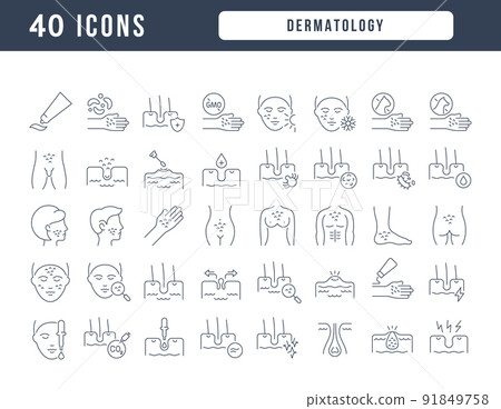 Set of linear icons of Dermatology 91849758