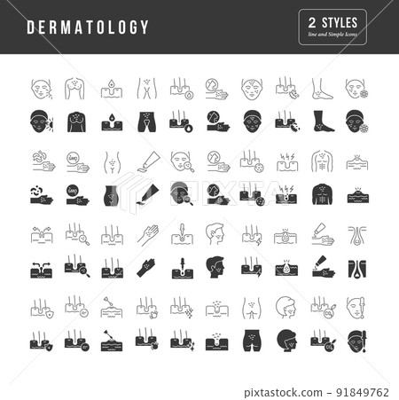 Set of simple icons of Dermatology 91849762