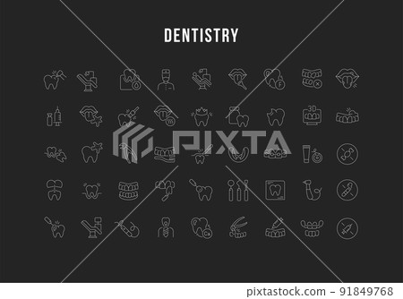 Set Vector Line Icons of Dentistry 91849768