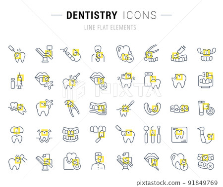 Set Vector Line Icons of Dentistry. 91849769