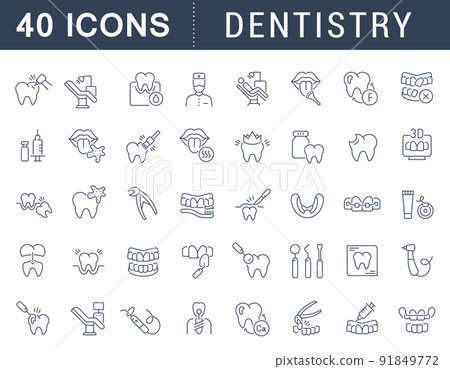 Set Vector Line Icons of Dentistry. 91849772