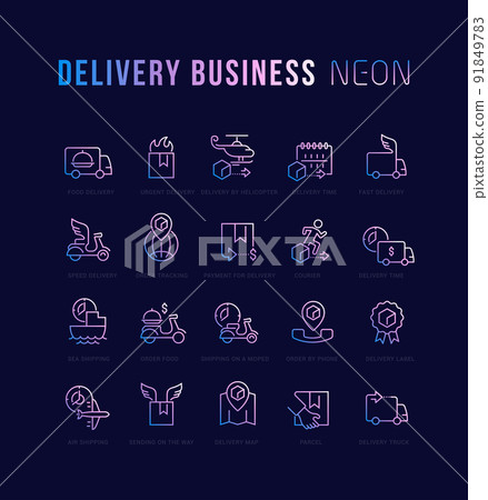 Set Vector Line Icons of Delivery Business Set Vector Line Icons of Delivery Business 91849783