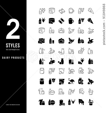 Simple Line Icons of Dairy Products Simple Line Icons of Dairy Products 91849868