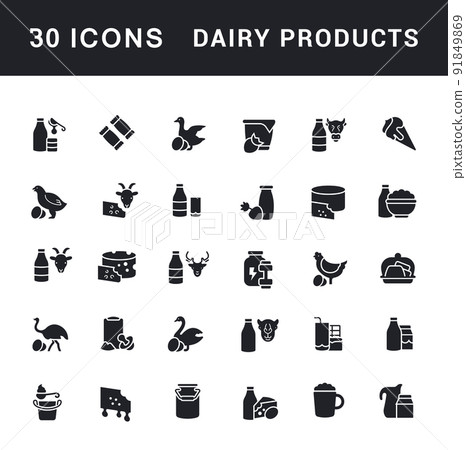 Set of Simple Icons of Dairy Products Set of Simple Icons of Dairy Products 91849869