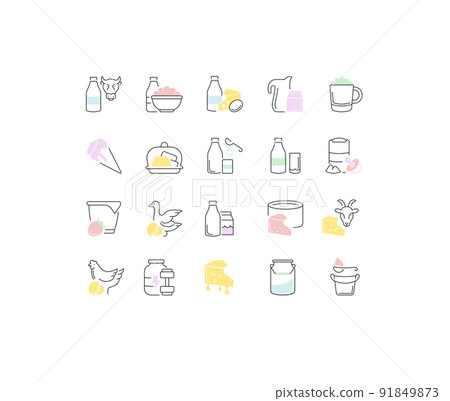 Set Vector Line Icons of Dairy Products. 91849873