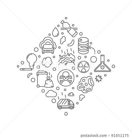 Pollution vector concept minimal outline banner or illustration 91851175