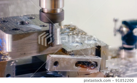Close-up of metal drilling machine polishing metal thing. 91852200