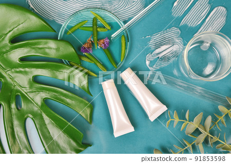 Natural skincare beauty products, Organic botany extraction and scientific glassware 91853598