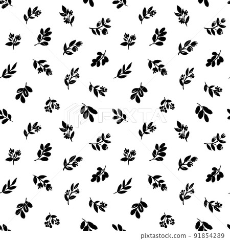 Seamless meadow plants hand drawn vector pattern. 91854289