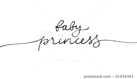 Baby princess line lettering isolated on white. Baby princess line lettering isolated on white. 91854361