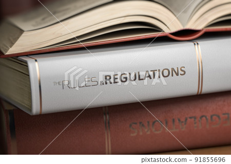 Rules and regulations book. Law, rules and regulations concept. 91855696