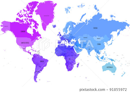 Colorful political map of World. Colorful political map of World. 91855972