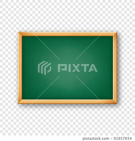 Realistic blank chalkboard in a wooden frame. School blackboard with traces of chalk, writing surface for text or drawing. Presentation board, online studying and e-learning. Vector illustration Realistic blank chalkboard in a wooden frame. School blackboard with traces of chalk, writing surface for text or drawing. Presentation board, online studying and e-learning. Vector illustration 91857654