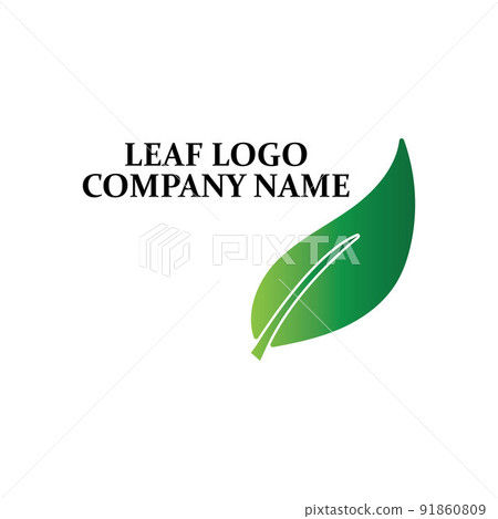 Simple green leaf icon vector logo - Stock Illustration [91860809] - PIXTA