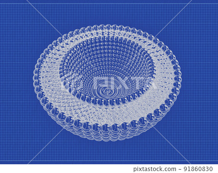 Liposome Bi-layer Structure 3D rendering blueprint Illustration 91860830