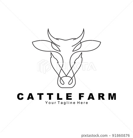 cow animal logo, cattle farm, dairy farm animal illustration design 91860876