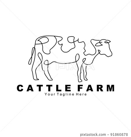 cow animal logo, cattle farm, dairy farm animal illustration design 91860878