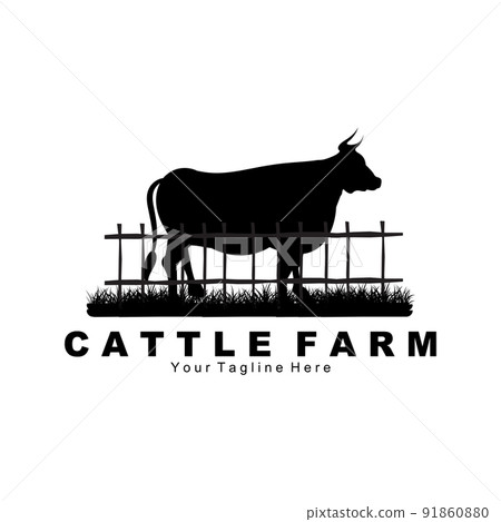 cow animal logo, cattle farm, dairy farm animal illustration design 91860880