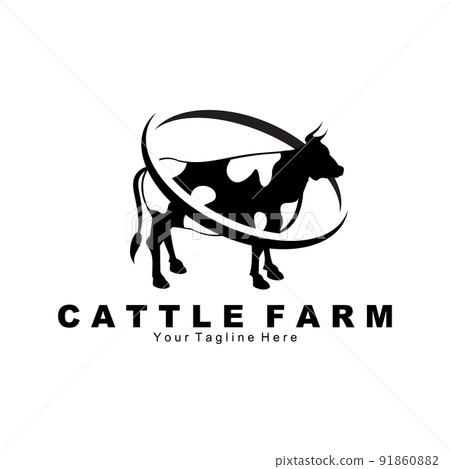 cow animal logo, cattle farm, dairy farm animal illustration design 91860882