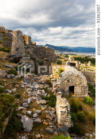 Ruins of ancient city Anemurium, necropolis. Very interesting historical place in Anamur, Turkey Ruins of ancient city Anemurium, necropolis. Very interesting historical place in Anamur, Turkey 91862007