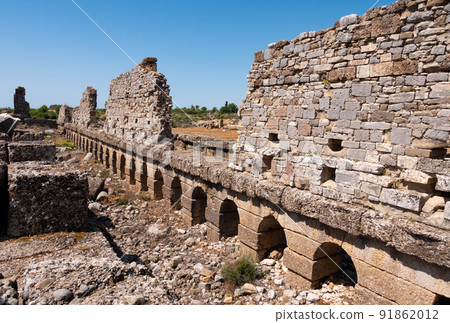 Remains of foundations of basilica in ancient city of Aspendos, Turkey Remains of foundations of basilica in ancient city of Aspendos, Turkey 91862012