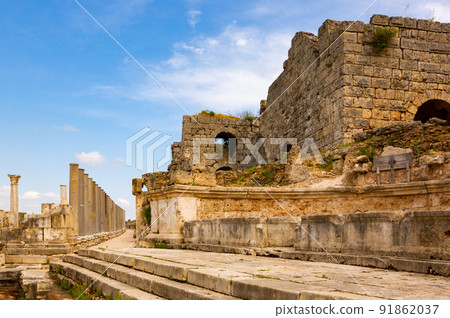 Scenic ruins of nymphaeum in Perge (Perga). Turkey 91862037