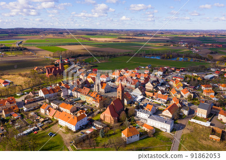 Aerial view on the city Prusice.  91862053