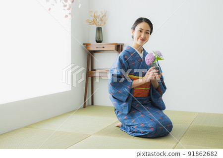 Komon with a lattice pattern Japanese-style room 91862682