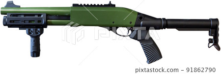 Modern pump action shotgun isolated on white background Modern pump action shotgun isolated on white background 91862790