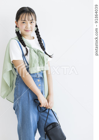 Plain clothes portrait of teenage girl junior high school high school student 91864039