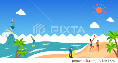 夏季海灘假期假期矢量圖 91864720