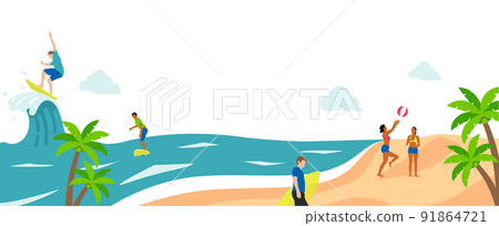 夏季海灘假期假期矢量圖 91864721