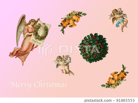 Vintage collage Christmas card Vintage collage Christmas card 91865553