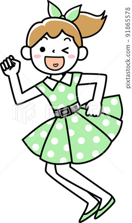 Girl dancing in 50's fashion 91865578