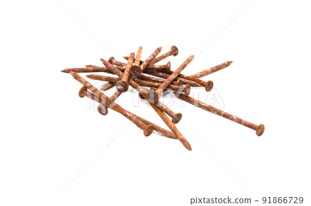 old rusty nails on white background old rusty nails on white background 91866729