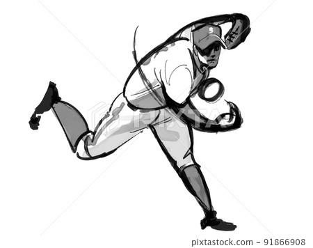 Sumi-e 風格的棒球運動員 91866908